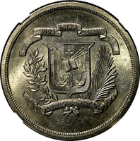 Dominican Republic Copper-Nickel 1978 1/2 Peso NGC MS64 Mintage-296,000 KM52(19)