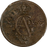 SWEDEN Gustaf IV 1805 1/2 Skilling OVERSTRUCK on 1 Ore (1730-1767) KM# 565 (888)