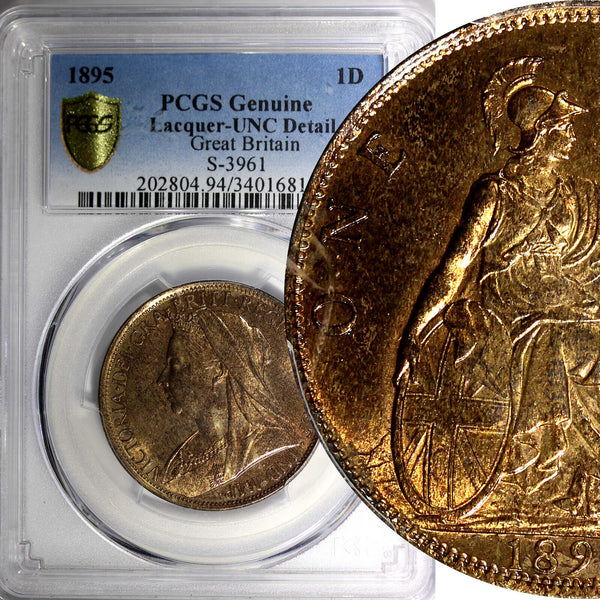 Great Britain Victoria Bronze 1895 1 Penny PCGS UNC DETAILS S-3961 KM# 790 (18)