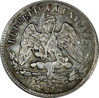 Mexico SECOND Silver 1872 Zs H 25 Centavos Mintage-260,000 Zacatecas KM# 406.9