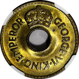 Fiji George VI Brass 1943 S 1 Penny NGC MS64 WWII Emergency Issue KM# 7a (013)