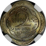 India-British George VI 1940 (C) 2 Annas NGC MS63 1 Graded Highest KM# 541 (054)