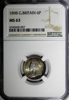 Great Britain Victoria (1837-1901) Silver 1898 6 Pence NGC MS63 NICE TONED KM779