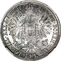 Austria Franz Joseph I Silver 1889 1 Florin NGC MS63 Mint Luster KM# 2222 (048)