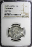 Austria Ferdinand I Silver 1847 A 20 Kreuzer Vienna NGC  AU DETAILS KM# 2208 (1)