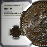 Mexico ESTADOS UNIDOS MEXICANOS Bronze 1929 Mo 1 Centavo NGC MS64 BN KM# 415 (0)