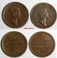 DENMARK Frederik VI Copper LOT OF 2 COINS 1813 1 Rigsbankskilling KM# 680 (568)