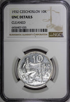 Czechoslovakia Silver 1932 10 Korun 30 mm NGC UNC DETAILS KM# 15 (035)