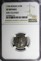 RUSSIA Elizabeth Silver 1746 Grivennik Moscow Mint NGC XF DETAILS C# 16a (012)