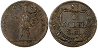 Sweden Emergency Issue Carl XII 1717 1 Daler Wits and Weapons XF KM# 355 ( 84)