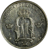 SWEDEN Oscar II Silver 1880 EB 10 Ore Mint-851,000 BETTER EARLY DATE KM#755/589/