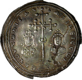 BYZANTINE Basil II+Constantine VIII (AD 976-1025) AR Miliaresion NGC Ch.XF (20)