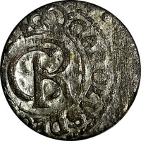 LIVONIA Riga CARL XI of Sweden (1660-1697)Silver 1661 Solidus XF KM#55 (15 059)
