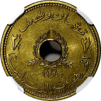 Lebanon Aluminium-Bronze 1955 2 1/2 Piastres NGC MS65 Paris Mint KM# 20 (045)