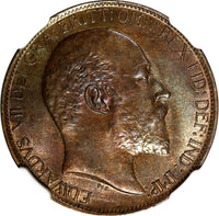 Great Britain Edward VII 1902 1/2 Penny HIGH SEA LEVEL NGC MS63 BN KM# 793.2 (9)