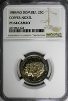 DOMINICAN REPUBLIC PROOF 1984 25 Centavos NGC PF64 CAMEO Mirabal Sisters KM#61.1