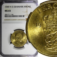 DENMARK Frederik IX 1949 NS 1 Krone NGC MS65 BETTER DATE   KM# 837.1 (146)