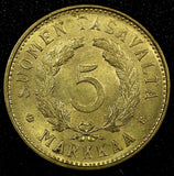 FINLAND Aluminum-Bronze 1952 H 5 Markkaa ch.UNC KEY DATE KM# 31a (21 022)