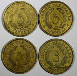 Finland Aluminum-Bronze LOT OF 4 COINS 1933-1940 S 5 Markkaa KM# 31 (18 184)