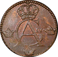 SWEDEN Gustaf IV Adolf Copper 1806 1/4 Skilling Avesta mint AU KM# 564 (21 010)