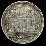 GUATEMALA Silver 1893 25 Centavos Guatemala City Mint KM# 209.2 (22 927)