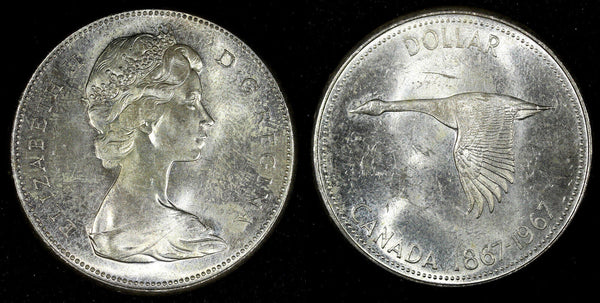 CANADA Elizabeth II Silver 1967 $1.00 Dollar Goose UNC KM# 2287 (22 773)