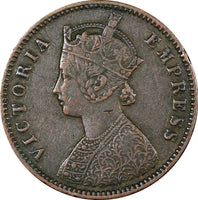 India-British Victoria Copper 1879 1/4 Anna Calcutta Mint KM# 486 (21 087)