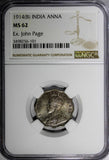 India-British George V 1914 (B) 1 Anna NGC MS62 KM# 513 EX. JOHN PAGE COLL.(01)