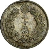 Japan Meiji (1867-1912) Silver Yr.40(1907) 20 Sen XF Toned Y# 30 (18 800)