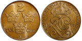 Sweden Gustaf V  Bronze 1950 2 Öre Last Year Type BU KM#778 (21 948)