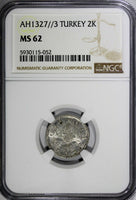 Turkey Mehmed V Silver AH1327//3 (1911) 2 Kurush NGC MS62 Toned KM# 749 (052)