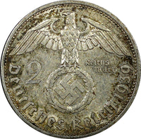 Germany - Third Reich Silver 1939 A 2 Reichs Mark Hindenburg KM# 93 (22 332)