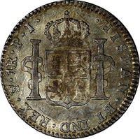 Bolivia Charles IIII Silver 1803 PTS PJ 1 Real  Mintage-143,000 aUNC Toned KM#70