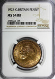 GREAT BRITAIN George V Bronze 1928 1 Penny NGC MS64 RB 1st YEAR TYPE KM# 838 (5)