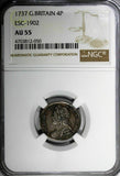 GREAT BRITAIN George II Silver 1737 Maundy Set (4 Coin) NGC MS62,AU58 TOP GRADED