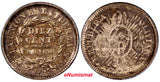 Bolivia Silver 1895 ES 10 Centavos Potosi  Low Mintage-20,000 XF KM#158.3 (81)