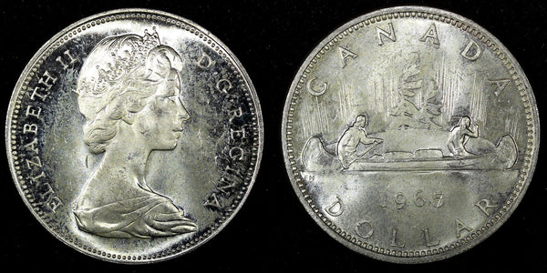 CANADA Elizabeth II Silver 1965 $1.00 Dollar  UNC KM# 64.1 (22 787)