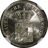 German States BAVARIA Silver 1862 1 Kreuzer NGC MS66+  Nice Toned KM# 858 (34)