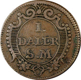 Sweden Emergency Issue Carl XII Copper 1718 1 Daler S.M. "Mercury"  KM# 361 (85)