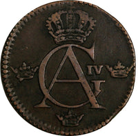 SWEDEN COPPER King Gustav IV Adolf 1803 1/4 Skilling KM# 564 (18 553)