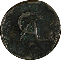 Mexico Hacienda Copper Token Monogram Cattle Brand Uniface "CA" 22mm (17784)