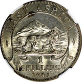 East Africa George VI Silver 1941 I Shilling NGC MS63 THICK RIM RARE KM#28.2 (8)