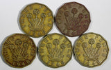 Great Britain George VI LOT OF 5 COINS 1948 3 Pence  KM# 849 (20 240)