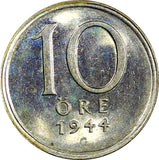 Sweden Gustaf V (1907-1950) Silver 1944 G 10 Öre BU KM# 813 (22 067)