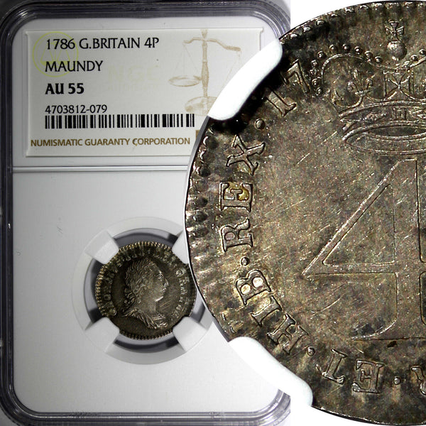 Great Britain George III Silver 1786 4 Pence NGC AU55 Toned KM# 596.1 (079)