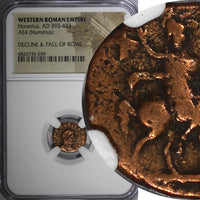 WESTERN ROMAN Honorius AD 393-423 AE4 Nummus /Rev.Emperor on horseback NGC (039)