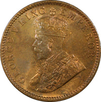 India-British George V Bronze 1934 (C) 1/4 Anna UNC Red Toned KM# 512  (22 308)