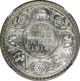India-British George V Silver 1916(B) Rupee NGC AU58 Bombay KM# 524 (028)