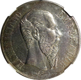 Mexico EMPIRE OF MAXIMILIAN Silver 1866 Mo Peso NGC AU55 37mm KM# 388.1 (8)