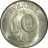 SWEDEN Gustaf V Silver 1917 W 10 Öre  WWI ISSUE UNC KM# 780 (21 913)